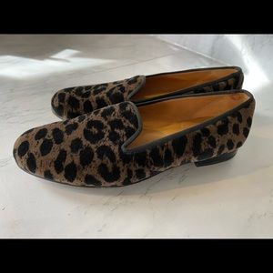 Stubbs & Wootton velvet leopard slippers flats